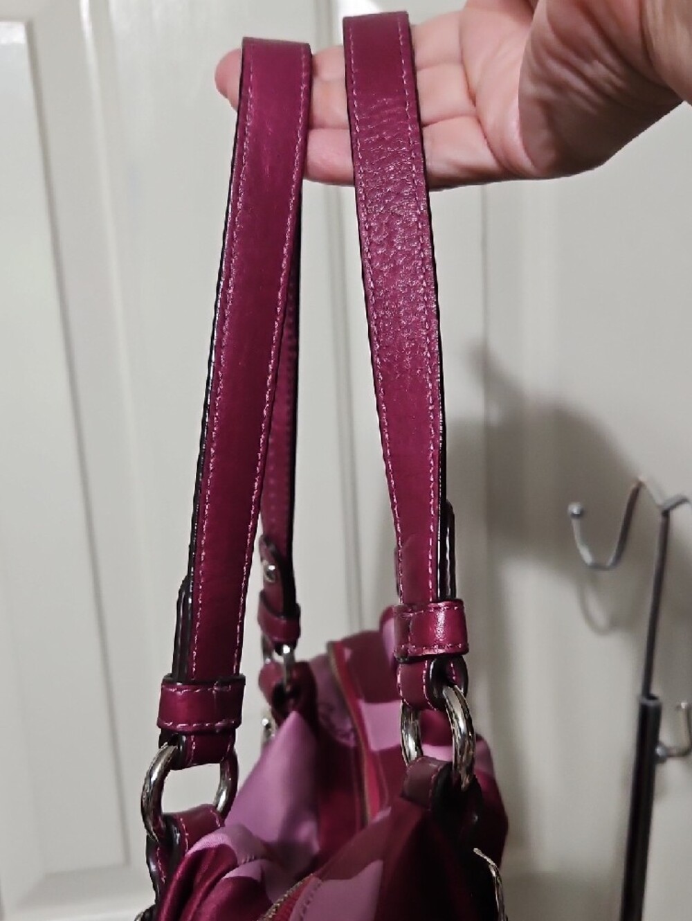 Coach EUC Op Art Riley Pink and Magenta Satin Satchel Shoulder Bag - Picture 4 of 12